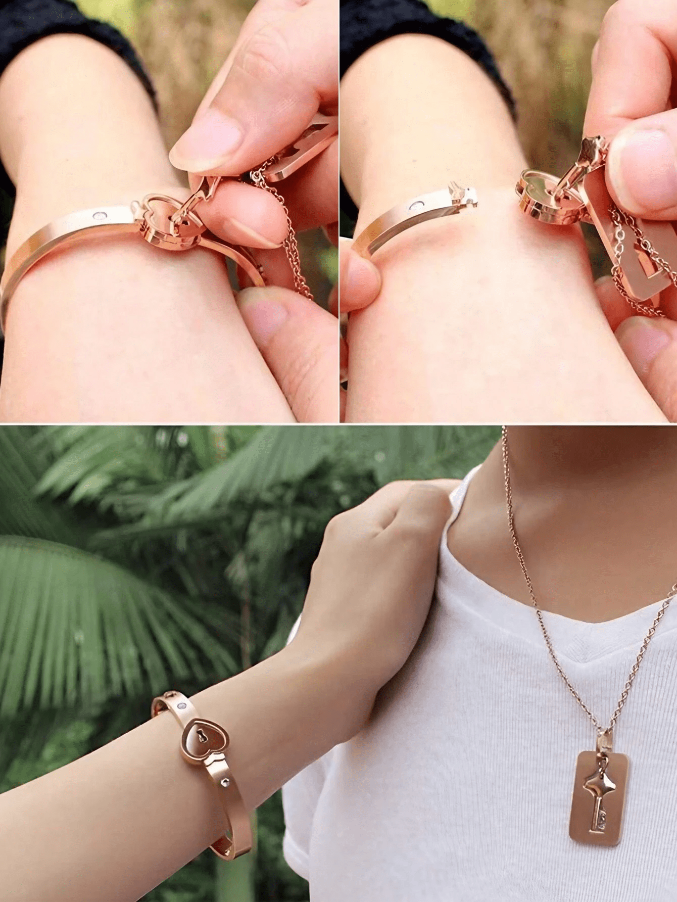 BRAZALETE CORAZÓN Y COLLAR LLAVE MÁGICA