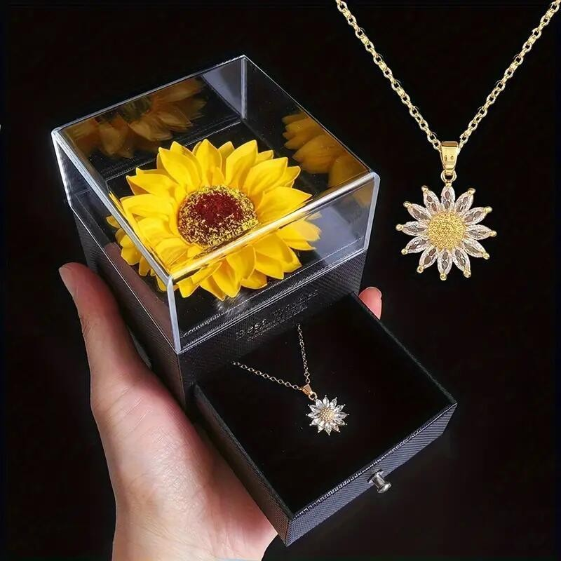COLLAR Y ANILLO GIRASOL GIRATORIOS